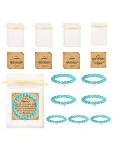 Boho Style Turquoise Texture Flamingo Pendant Beaded Bracelet & Blessing Card Gift, Fashion Jewelry for Party, Daily Clothing Decor, Trendy All-match & Exquisite Jewelry for Birthday Gift