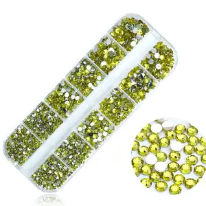 12-Grid Round Nail Art Rhinestones, 3D Nail Gems/Diamonds, Nail Stones