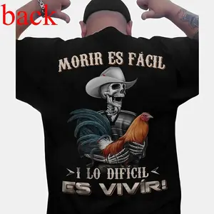 Men's Moris Es Facil Mexican Style T-Shirt, Big Rooster Gamefowl Shirt, Father's Day Ideal Gift, Shirt For Dad For Husband For HimCotton Menswear