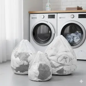 Reusable Mesh Laundry Bags Set with Drawstring, Wash Bag for Delicates & Organizing, Prevents Snags Stretching Tangling, Durable Washing Nets for Lingerie Socks Travel, Home Washing Machine Compatible, Laundry Organizer, Laundry Room Organiser