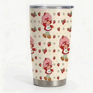 Retro Berry Girl Aesthetic Tumbler 20/30/40oz, Cute Cottagecore Strawberry Cup, Mother's Day Gift for Mom