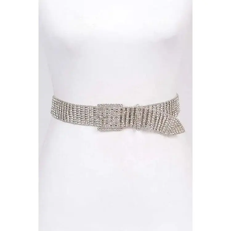 Statement Rhinestone Buckle Chain Belt