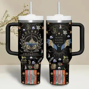 Velaris City of Starlight 40oz Bookish Tumbler – ACOTAR Inspired Stainless Steel Cup with Handle, Night Court Fantasy Drinkware, Dark Academia Reader Gift