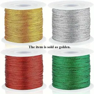 1 Roll Golden Rope Woven Rope Design Twine Ribbon Wedding Packing Cords Rope DIY Handmade Craft String Home Festival Party Decoration, Gift Wrapping Rope