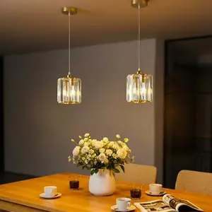 Crystal Hallway Pendant Light E27 Base, Modern Nordic LED Ceiling Lamp, Adjustable Indoor Lighting for Balcony Stairs