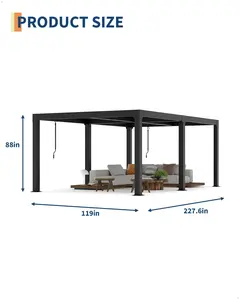Louvered Pergola - 10'x20' Outdoor Pergolas with Adjustable Louvered Roof, Reinforced Aluminum Frame, Integrated Drainage System, Outdoor Gazebo for Deck, Patio, Backyard and Garden