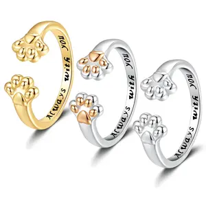 Orphic Openable Cat Claw Ring, Stainless Steel Elegant Fashion Ring with "Always Wait for You" Engraving, Versatile Jewelry Perfect Gift for Girlfriend