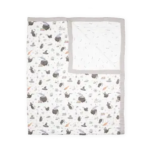 Cotton Muslin Quilted Throw - Cats and Cauldrons
