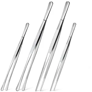 Stainless Steel Tongs, 4 Counts Mixed Size Long Handle Kitchen Utensils Tweezers, Barbecue Utensils, Kitchen Tongs for Cooking Grill & Baking #TOP PICKS