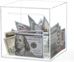 Clear Acrylic Piggy Bank for Adults Kids, Clear Money Saving Box Must Break to Open, Unopenable Piggy Bank for Cash