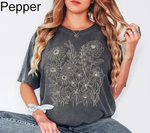Comfort Colors Vintage Pressed Flowers TShirt Boho Cottagecore T-shirt Botanical Floral Tee Wildflowers TShirt Gift for Gardener Floral Tee