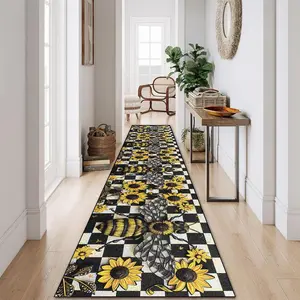 Sunflower Pattern Runner Rug, Non-slip Floor Mat, Decorative Carpet for Home Living Room Bedroom Hallway, Home Decor