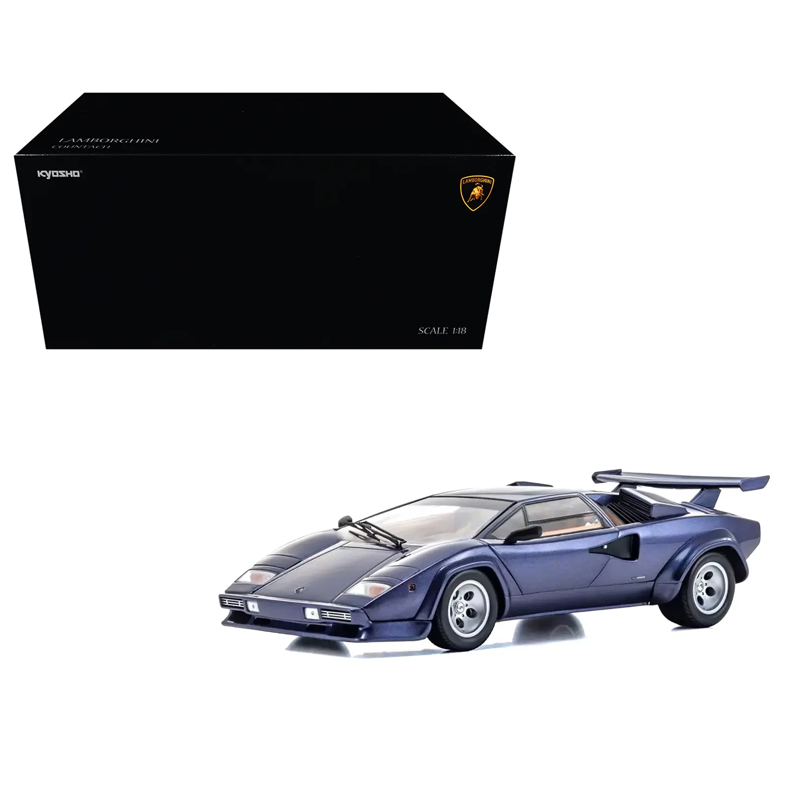 Lamborghini Countach LP 5000 Quattrovalvole Dark Blue Metallic 1/18 Diecast Model Car by Kyosho