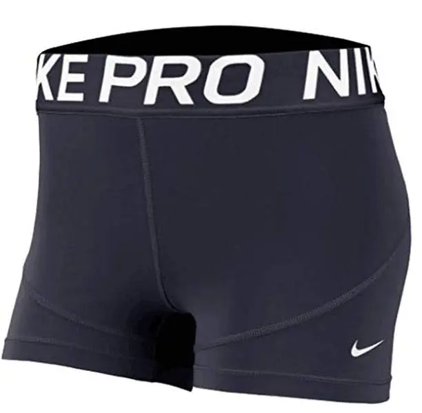 Nike Women's Pro 3" Training Shorts, Obsidian/Obsidian/White, Large