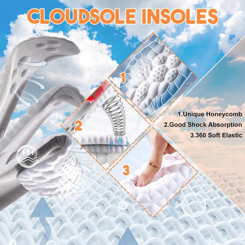 Insoles for Women Man,Cloud Soles for Men Women,4D Cloud Soles for Men,Anti Fatigue, Shock Absorption, Foot Pain Relief