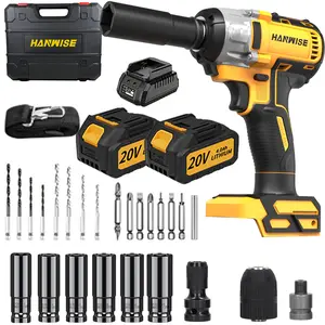 20V electric wrench, brushless impact wrench, equipped with multiple socket combinations, suitable for daily and work needs of automotive maintenance, bolt tightening and disassembly in construction and factory buildings. outdoorfun