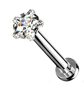 Clear Star CZ Labret Post