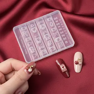 3D Nail Art Silicone Molds, Cartoon Bear, Balloon, Star, Heart, Cherry, Rainbow, Bowknot, Ice Cream, Doll Nail Stamp Moulds, Y2K Style