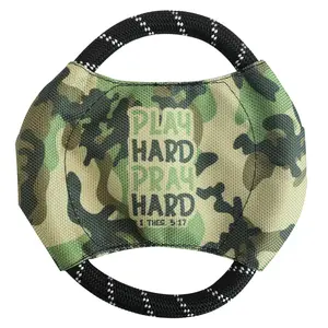 Paws & Pray Inspirational Camo Rope Disc for Dogs, 1680D Polyester Oxford Cloth, 7.5" Diameter, Great for Indoor and Outdoor Fun