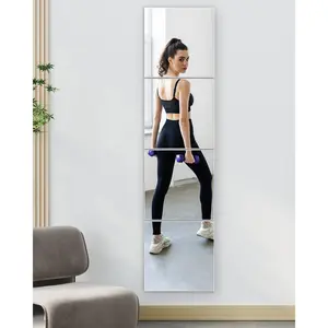 Full length wall mirror tiles 12 x 12 x 4pcs acrylic unbreakable full body mirror for bedroom squares shatterproof mirror sheets wall mounted for home gym door