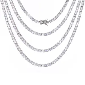 Cuban Link Necklace for Men, 3mm-4mm Single Row Cubic Zirconia Copper Chain, Hip-Hop Style Luxury Statement Jewelry, Cubic Zirconia Necklaces