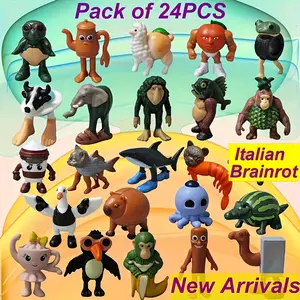 24-Piece Italian Brainrot Ai Animal Figurine Set, PVC Collectible Statue, Tung Tung Tung S@hur Dolls for Desktop Decoration, Unique Gift Collectibles