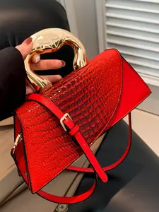 Women's Elegant Crocodile Embossed Crossbody Bag, Fashionable Solid Color Shoulder Bag for Daily Used, Crossbody Clutch Purse, Casual Trendy Versatile High-quality Daily Commuting Bags, Handbag Shoulder Bag, Crossbody Shoulder Purses