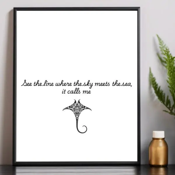 Vintage Moana Ocean Lovers Poster - Manta Ray Art Print For Fans - Inspirational Quote Decor - Present Gift
