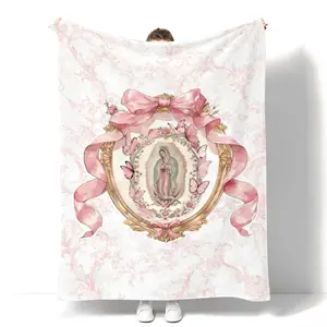 Our Lady Of Guadalupe Throw Blanket Soft Cozy Pink Floral Butterfly Plush Blanket Virgin Mary Religious Decorative Blanket For Couch Bed Sofa Christian Catholic Gift 2026