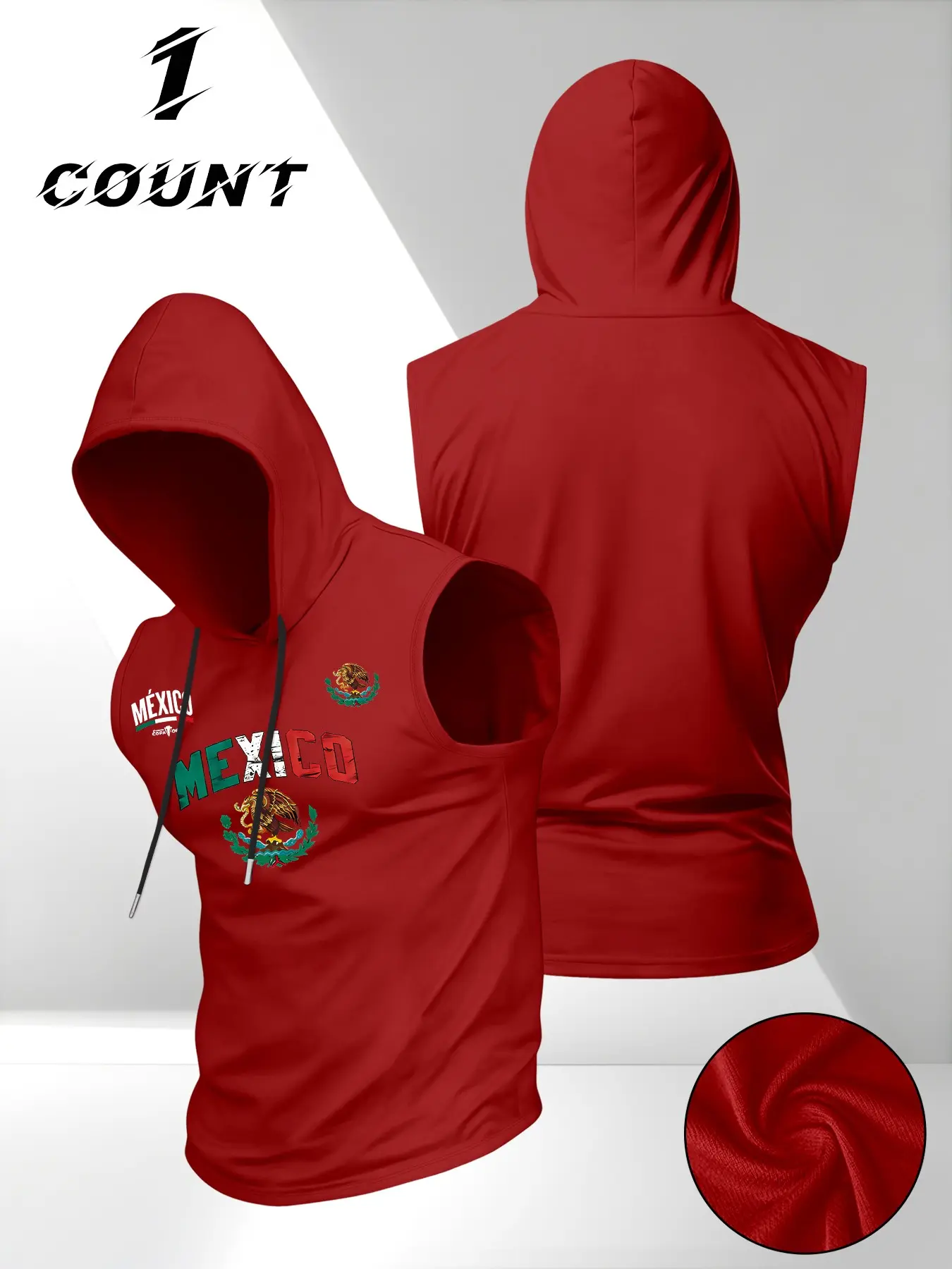 Men's Summer Hooded Vest, Mexican Graphic Print Tee, Outdoor & Daily Wear, Perfect Gift, Sporty Style, Sleeveless Design