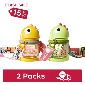 Bc Babycare Dinosaur No-Spill Sippy Cups, Anti-choking, 100% Leak-Proof, BPA-Free, PPSU, Ideal for 6+ Months, with straw and webbing, 10oz/300ml