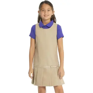 Girls Jumper Princess Seam Dress Drop Waist with Ribbon Bow and Zipper Back