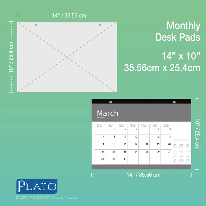 Bonnie Marcus OFFICIAL | 2026 14 x 10 Inch 18 Months Monthly Desk Pad Calendar | July 2025 - December 2026 | Plato | Fashion Designer Stationery 5
