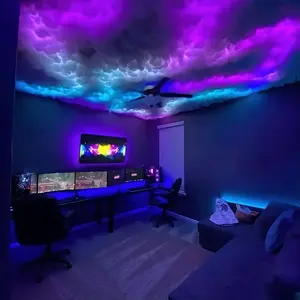 Big Cloud Light K-16FT: Music Sync Multicolor Changing Strip Light for Gaming Room or Bedroom - DIY Decorations, USB Power, Remote Control, and Adjustable Height, perfect for Christmas Gifts, holiday office, bedroom, hotel, party, restaurant decoration- 4