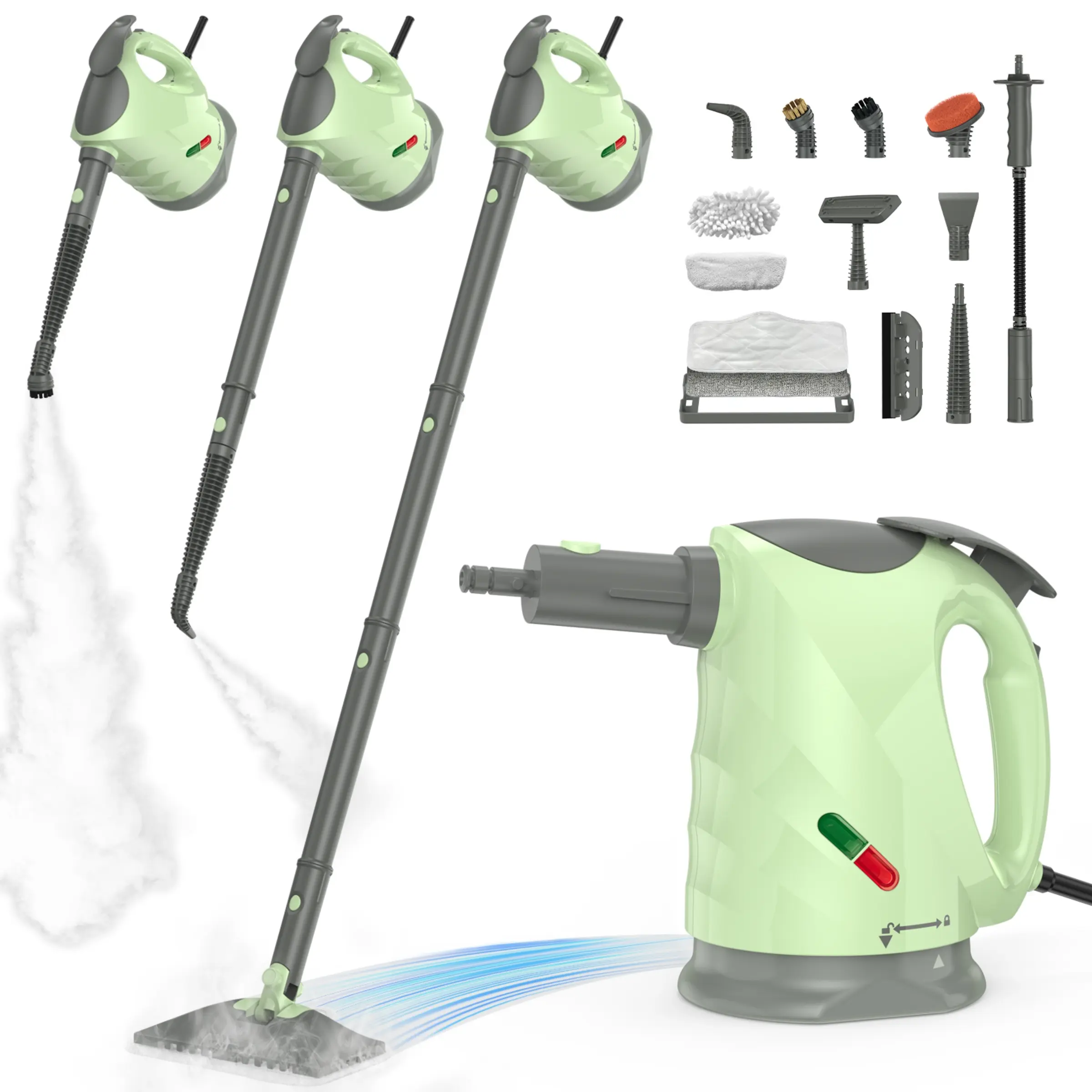 Steam Mop & Handheld Steam Cleaner, 10s Fast Heat-Up, 248°F High-Temperature Steam, 11-Piece Cleaning Kit, 320ml Water Tank, Multi-Surface Steam Cleaner for Car Interior, Upholstery, Floor, Tile & Windows