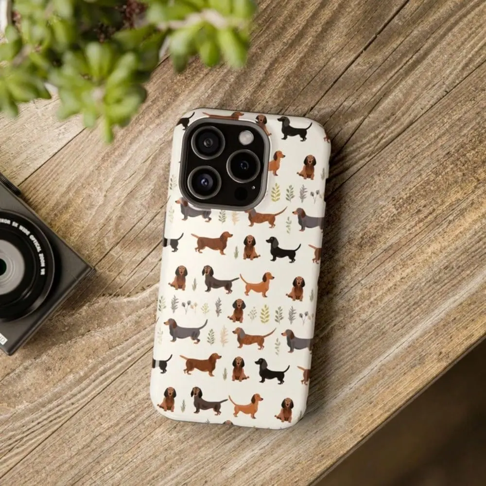 Durable Dachshund Plant-Themed TPU Cellphone Casing - Shockproof Protective Cover for iPhone 16,15,14,13 Pro Max Plus, Multi-Model Device Accessory, Dachshund Gift by Summerwins