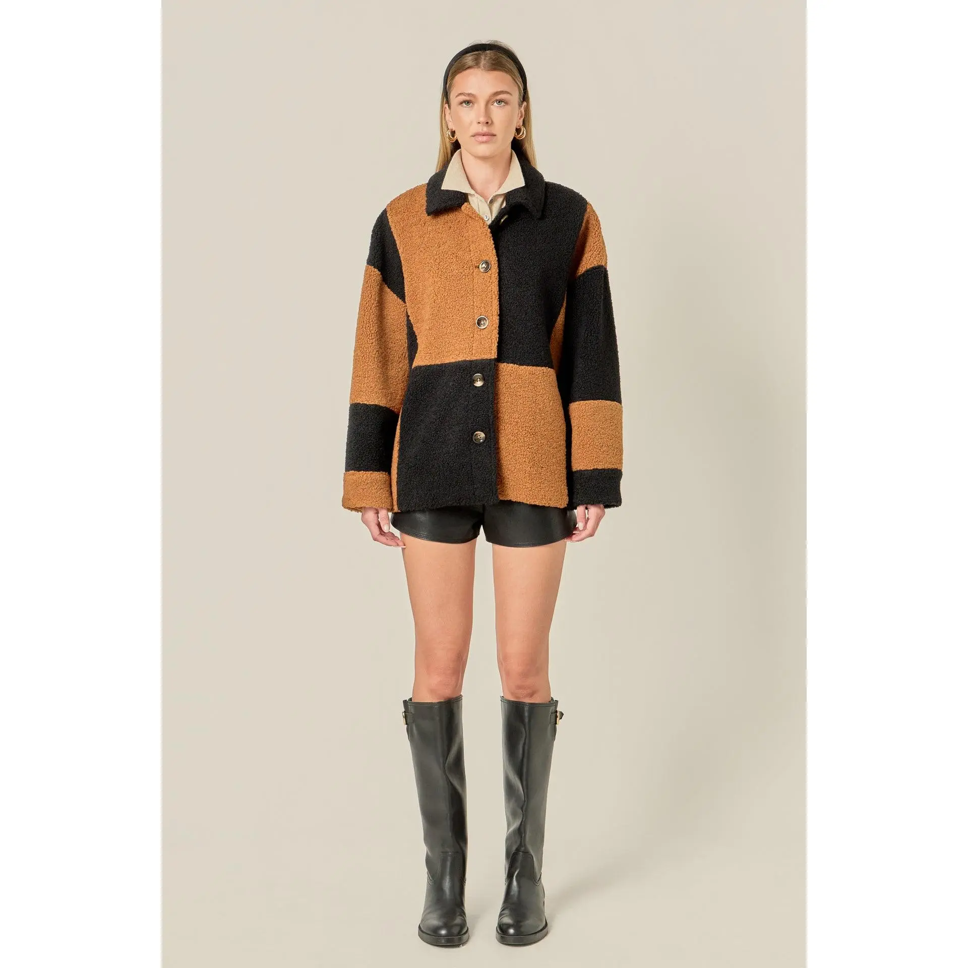 Oversize Teddy Check Jacket