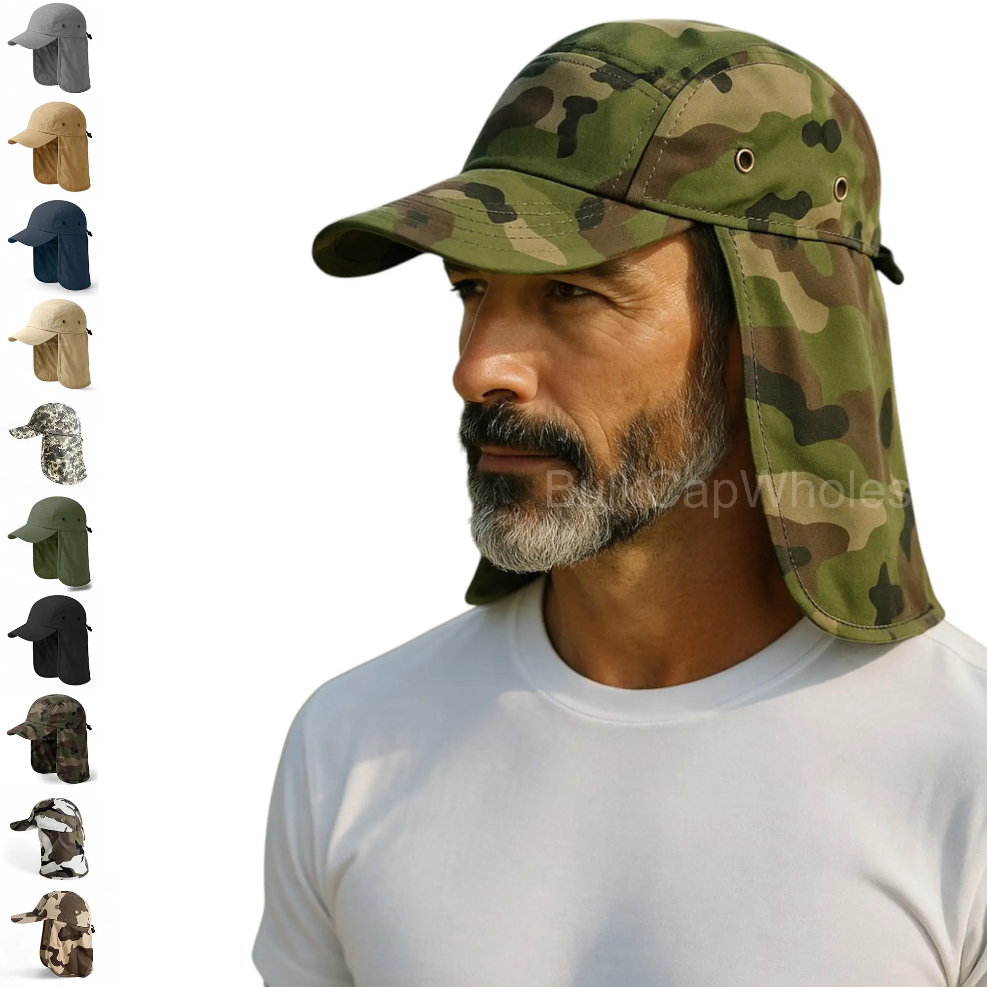 Ear Flap Sun Visor Hat Neck Cover Baseball Cap Camo Army Fishing Outdoors Men Ear Flap Sun Visor Hat Neck Cover Baseball Cap Camo Army Fishing Outdoors Men