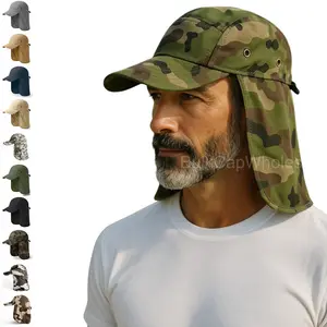Ear Flap Sun Visor Hat Neck Cover Baseball Cap Camo Army Fishing Outdoors Men