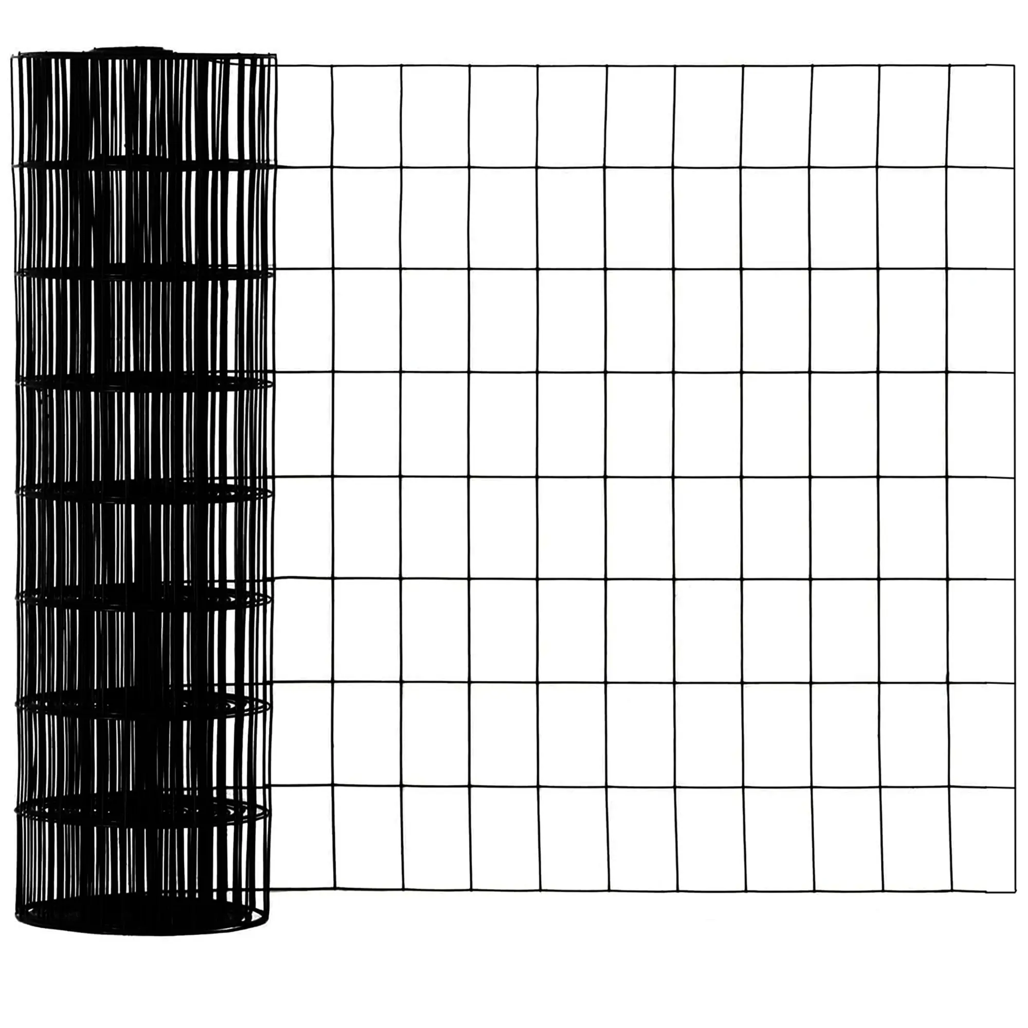 Welded Wire Mesh Fence Roll, 36 Inches x 50 Feet, Black PVC Coated, 2x3 Inch Openings, 16 Gauge, for Garden, Chicken Coop, Pet Enclosure, and Home Improvement