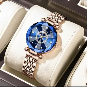 Women's Elegant Round Analog Quartz Watch – Stylish, Versatile, Exquisite Waterproof Watch with Diamond-Cut Glass,This watch blends elegant design with practical functionality, making it a trendy choice for party outfits and daily accessories,Holiday gift