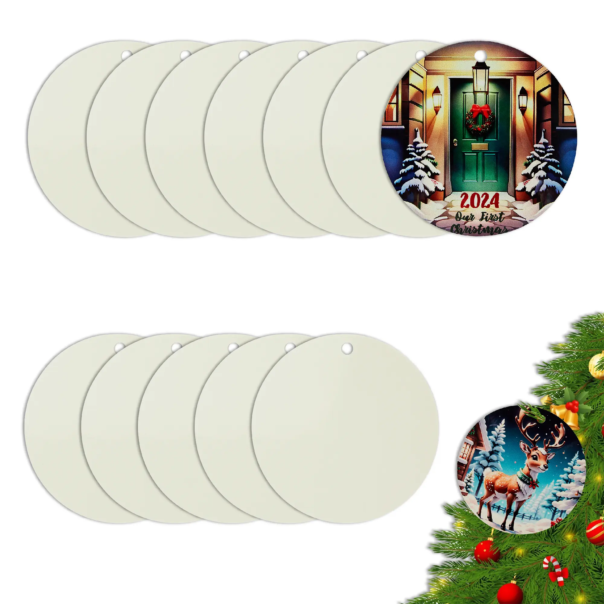 Makerflo Sublimation Round Ornaments, Ideal for DIY Crafts- Sublimation
