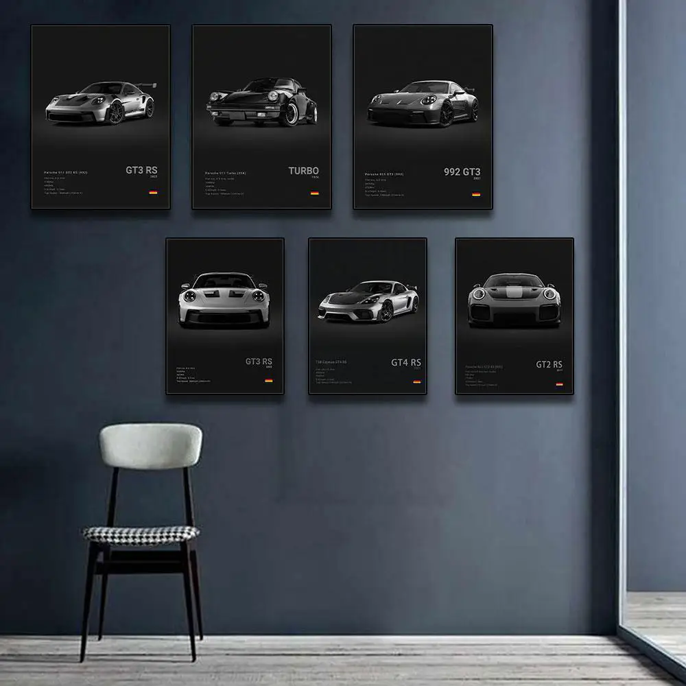 Sports Car Pattern Unframed Painting, 1 Count Modern Canvas Wall Art, Wall Decor for Home Living Room Bedroom Study Room, Home Decor