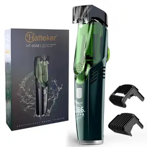 Vacuum Beard Trimmer for Men, Rechargeable Mustache Trimmer, Electric Shaver for Beard, Mustache & Stubble, IPX6 Waterproof，High Precision Blades for Skin fit