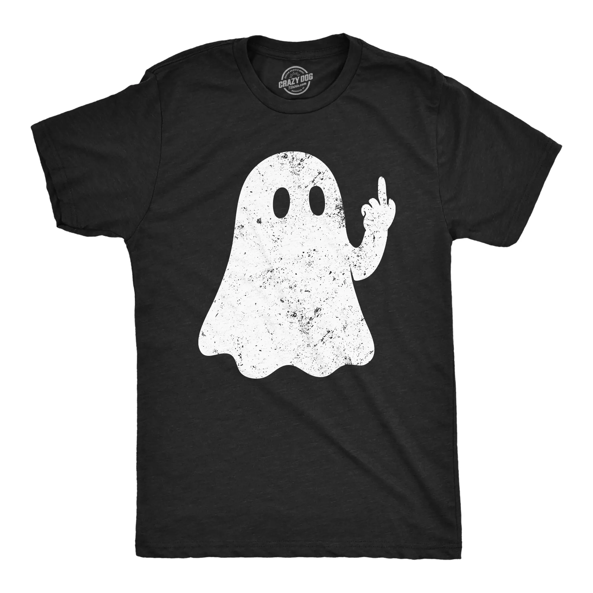 Mens Funny T Shirts Middle Finger Ghost Sarcastic Halloween Graphic Novelty Tee For Men Mens Funny T Shirts Cool Vintage Fashion T-Shirt Gift Classic Menswear Halloween Apparel for Men Novelty Tees for Guys Black -