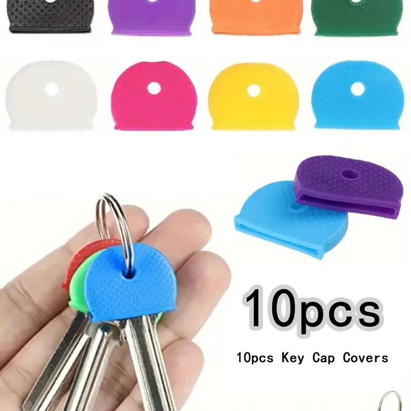Random Color Key Cap Covers, 10pcs/set Silicone Key Cap Covers for Keychain, Versatile Accessories for Door Key & Car Keys for Daily Use, Car Key Protector, Car Key Accessory