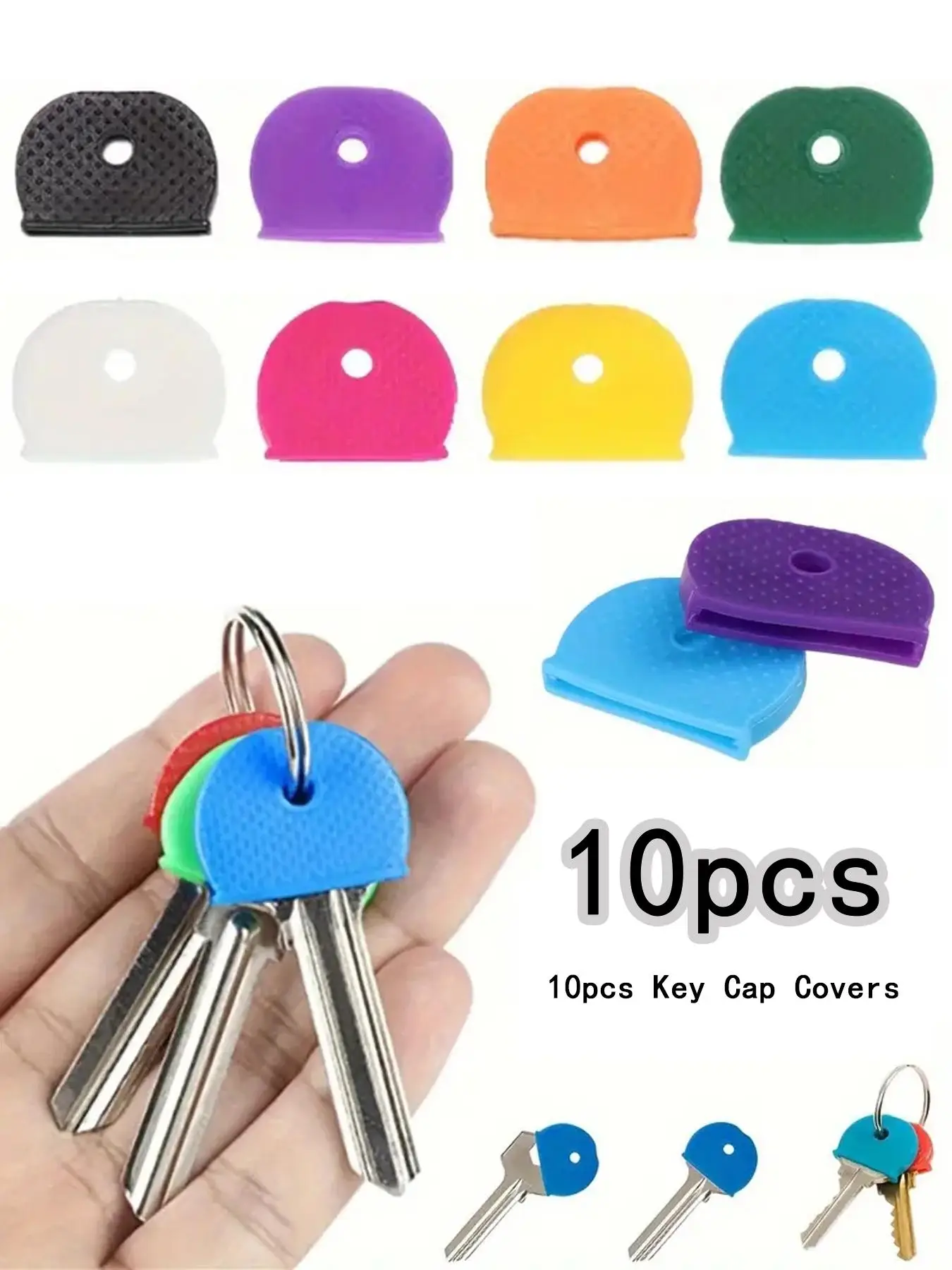 Random Color Key Cap Covers, 10pcs/set Silicone Key Cap Covers for Keychain, Versatile Accessories for Door Key & Car Keys for Daily Use