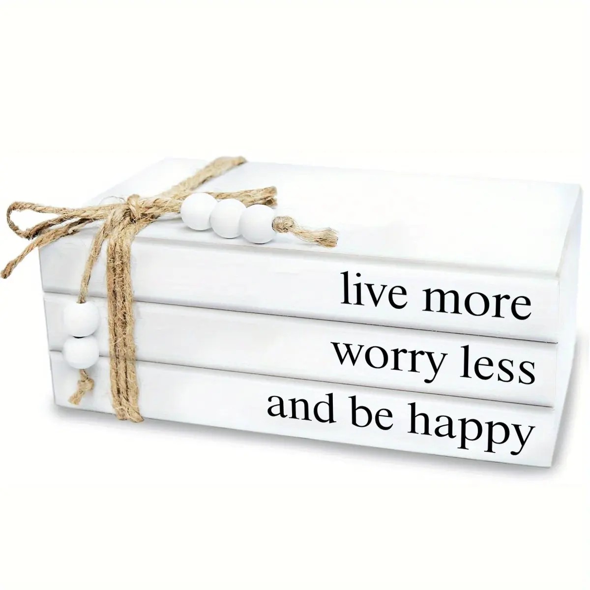 1set White decorative books set for living room decoration, wooden farmhouse stacking books home decor, faux wood bookshelves for shelf decoration, mantelpiece decoration, rustic office stacking display books for Christmas, New Year, birthday gifts Signs