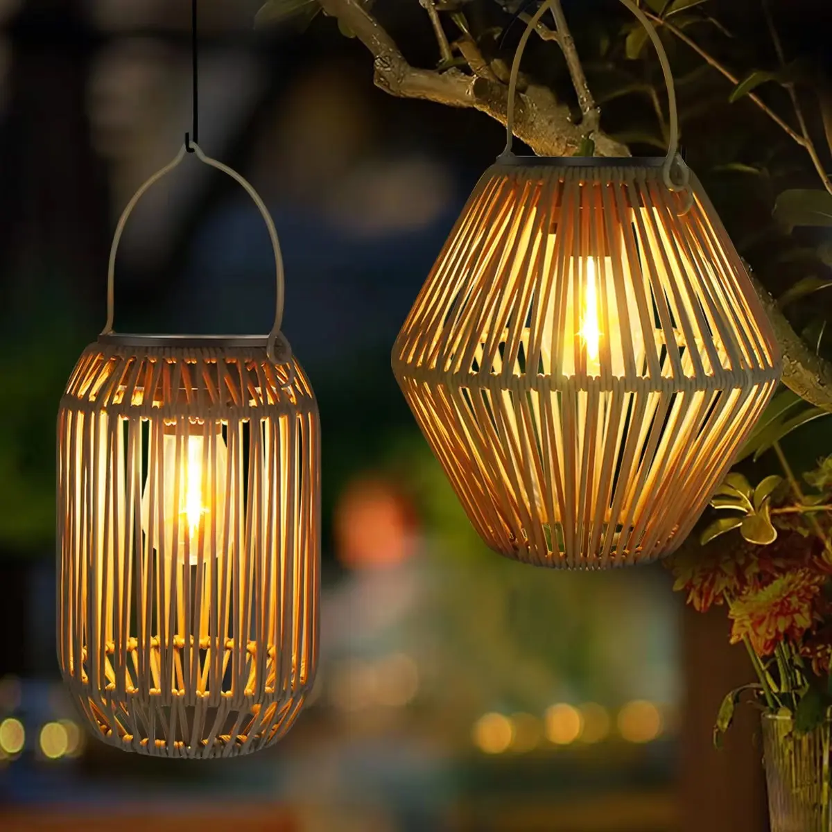 Solar Powered Outdoor Lantern, Waterproof Boho Gazebo  Patio Decor, Solar Lantern Lights Decoration, Hanging Solar Light for Garden, Porch, Trees, Mother's Day Gift