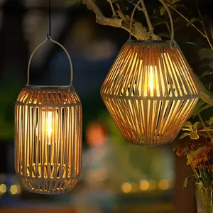 Solar Powered Outdoor Lantern, Waterproof Boho Gazebo  Patio Decor, Solar Lanterns Decoration, Hanging Solar Light for Garden, Porch, Trees, Mother's Day Gift